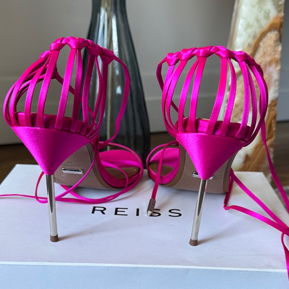 NWT Reiss Neon Pink Lace-Up Stiletto Sandals - Picture 3 of 8